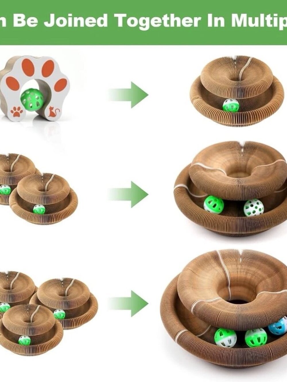 2-in-1 Foldable Cardboard Cat Scratching Board/Mat with Ball Toy - Picture 5 of 7